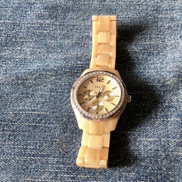 Relic Blonde Tortoise Shell Watch with Crystal Rim - Picture 3 of 14